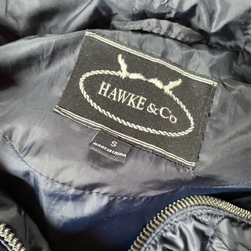 EUC HAWKE & CO. NEW YORK WOMEN'S COAT SMALL Black puffer warm winter lined 3/4 - Picture 3 of 3